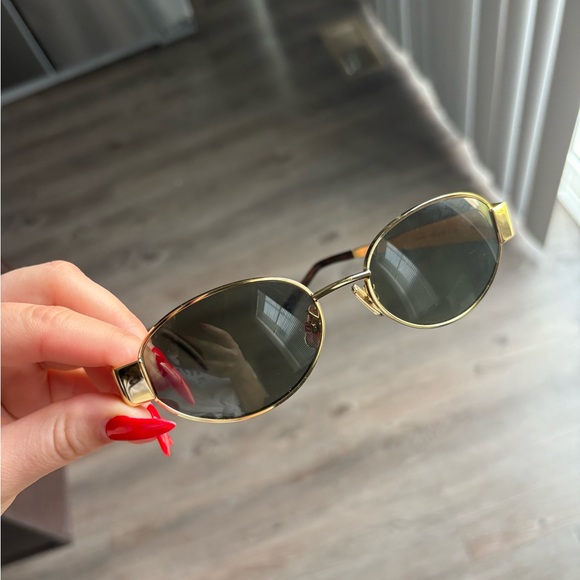 Authentic Celine Gold Oval Sunglasses - Picture 2 of 3